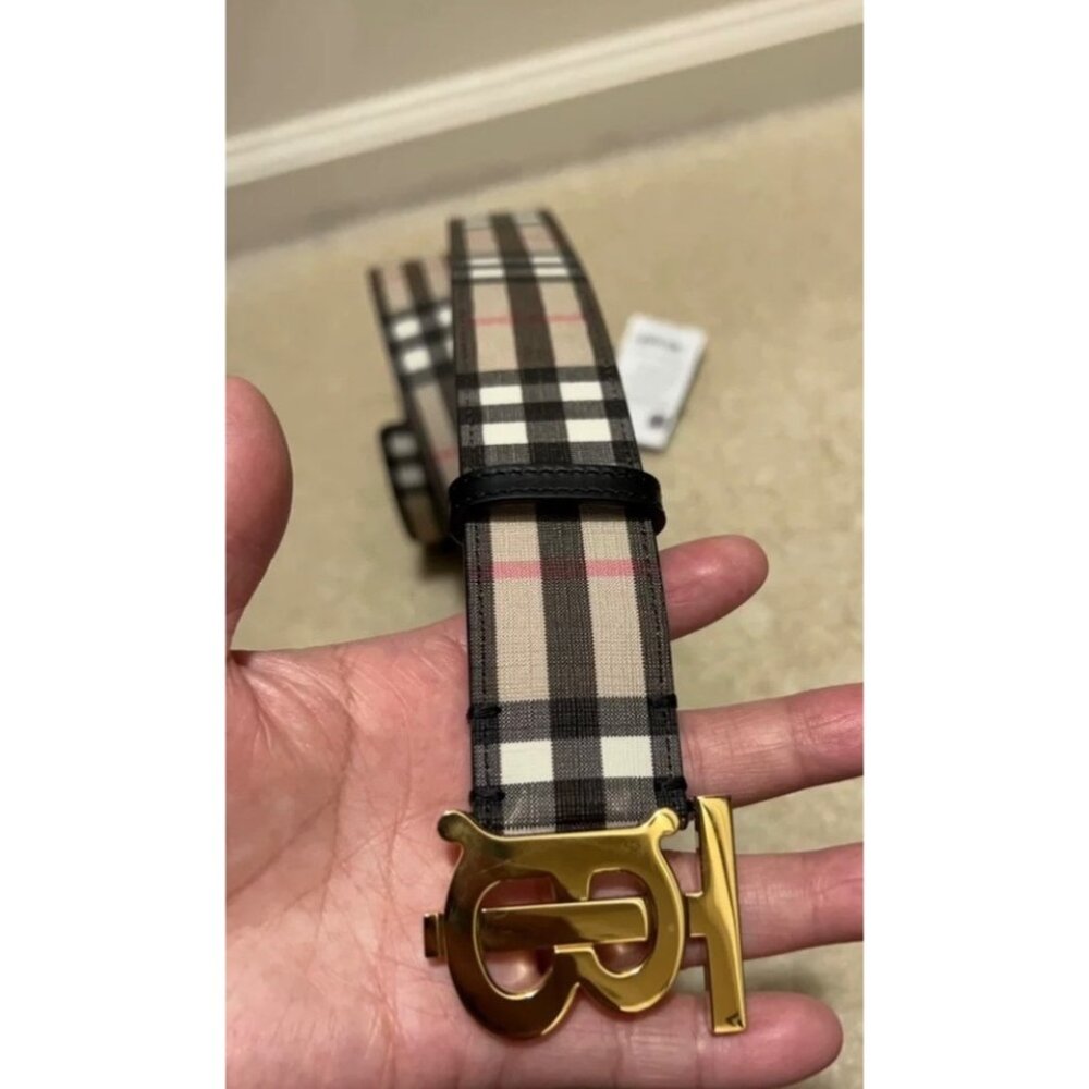 Burberry Unisex TB Check Belt Archive Beige S - Picture 7 of 12